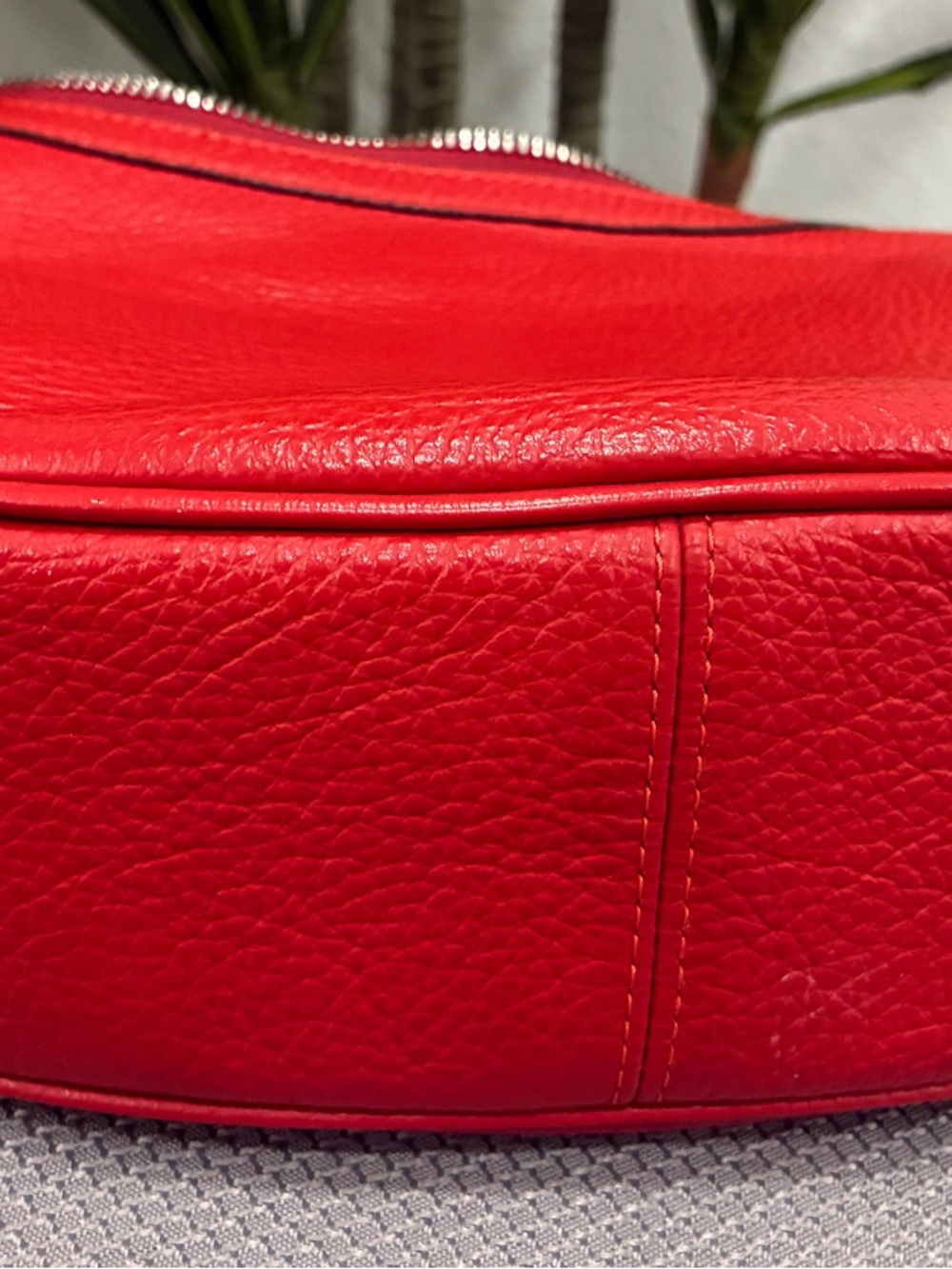 Coach Pebbled Leather Red Hobo Bag with Detachable Strap - Picture 8 of 14